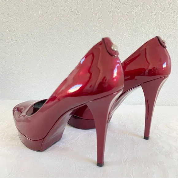 Stuart Weitzman red peep toe platform pumps - Picture 8 of 11